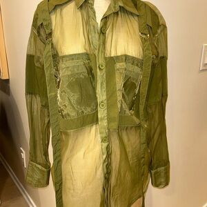 AKIRA Olive  Green Sheer woman’s top
